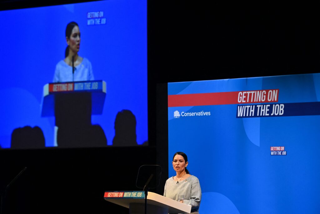 Priti Patel speaks during the Conservative Party Spring Conference at Blackpool Winter 
